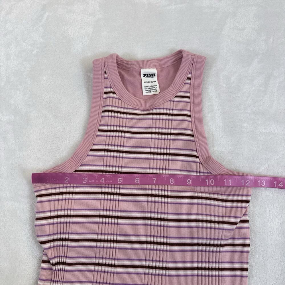 PINK Victoria's Secret Pink Striped Ribbed Tank Bra Top Size Small Bnfts Charity - Picture 5 of 10